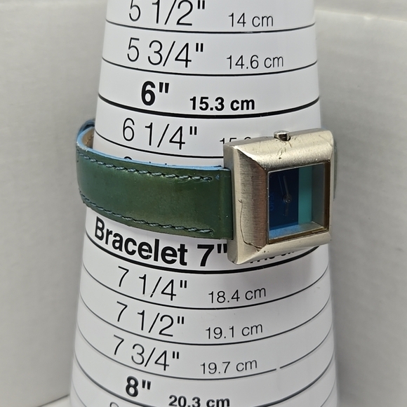 OPEX Kabotine Square Quartz Watch New Battery Green Leather Band Vintage